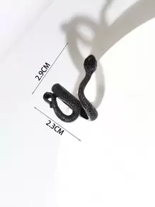 1枚复古经典蛇形戒指，男女皆宜的情侣戒指 - 黑色 - 查看 3