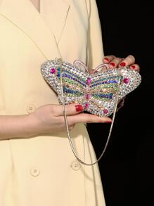 Crystal Bag Mini Novelty Bag, Rhinestone Decor Butterfly Design For Party,Party Rhinestone Handbag,Evening Bag Valentines - Multicolor - View 1