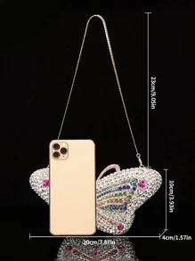 Crystal Bag Mini Novelty Bag, Rhinestone Decor Butterfly Design For Party,Party Rhinestone Handbag,Evening Bag Valentines - Multicolor - View 6