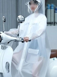 1入組PVC雨衣，現代熊和字母圖形戶外雨披 - 白色 - 查看 2