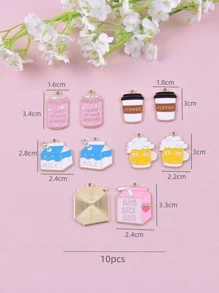 10入組/套創意鋅合金飲料DIY吊墜適合女士DIY首飾製作 - 彩色 - 查看 3