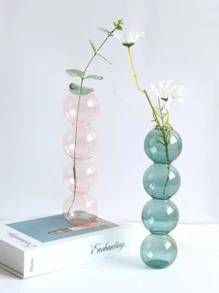 1 lọ hoa trong suốt thiết kế bong bóng, lọ hoa thủy tinh sáng tạo để trang trí nhà - Hồng - Xem 4