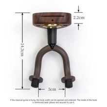 Guitar Wall Hanger 1 Pack,Guitar Hanger with Mini Hygrometer,Guitar Hook Stand Accessories for Acoustic Electric Guitar Bass,Guitar Holder for Banjo - 棕色 - 查看 5