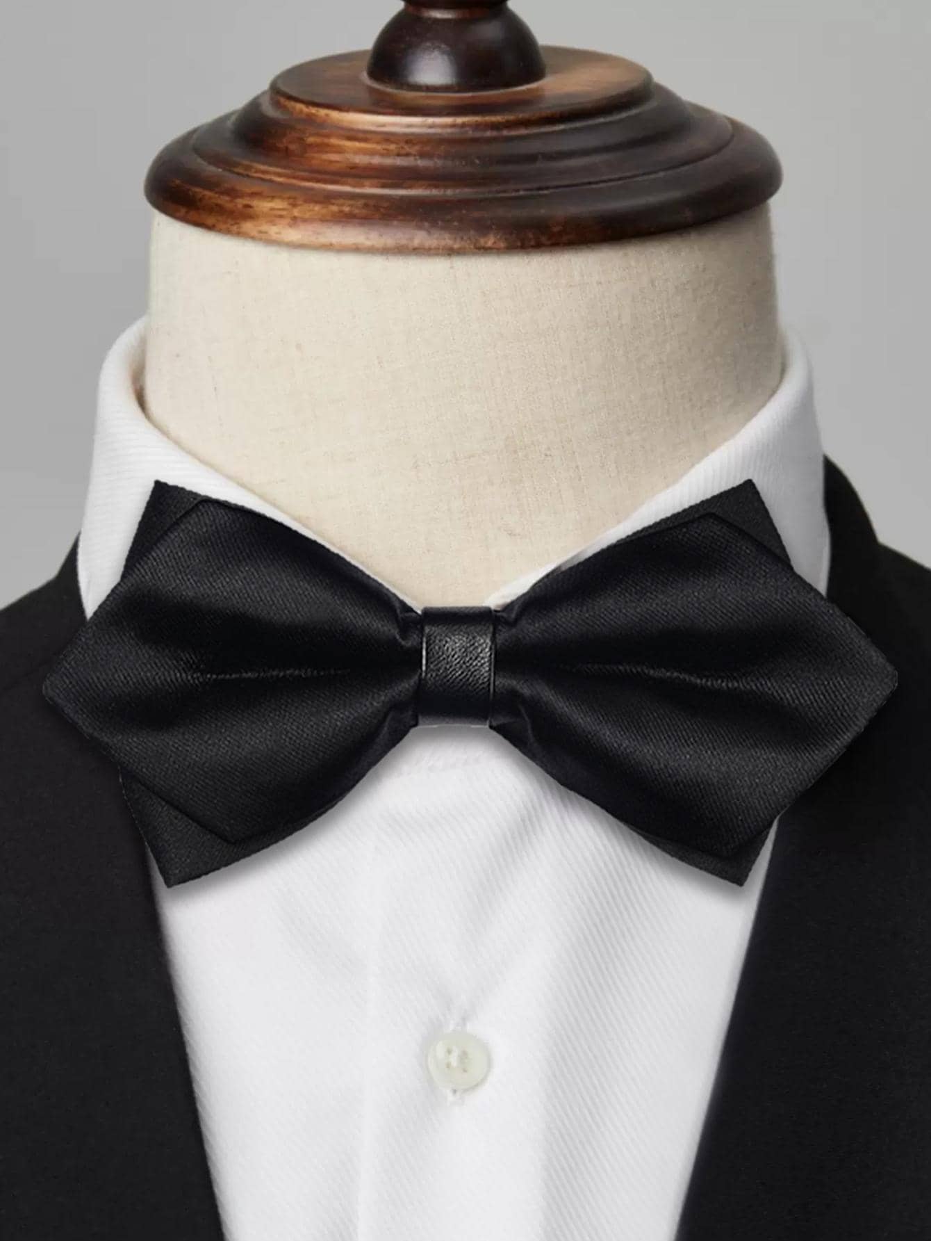 Hombres unicolor corbata de lazo - Negro - Ver 1