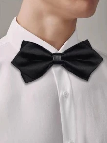 Hombres unicolor corbata de lazo - Negro - Ver 2