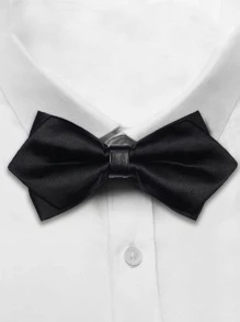 Hombres unicolor corbata de lazo - Negro - Ver 3