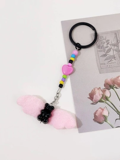 1pc Wing & Heart Decor Keychain
