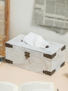 Hộp đựng khăn giấy bằng gỗ 1pc - Màu be - Xem 1