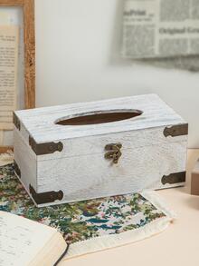 Hộp đựng khăn giấy bằng gỗ 1pc - Màu be - Xem 4