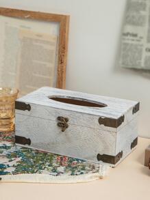 Hộp đựng khăn giấy bằng gỗ 1pc - Màu be - Xem 5