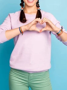 10入組LGBT彩虹條紋圖案派對腕帶 - 彩色 - 查看 4