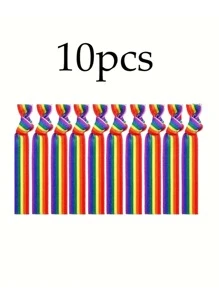10入組LGBT彩虹條紋圖案派對腕帶 - 彩色 - 查看 5