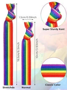 10入組LGBT彩虹條紋圖案派對腕帶 - 彩色 - 查看 6
