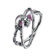 Skull Decor Ring - Red - View 1
