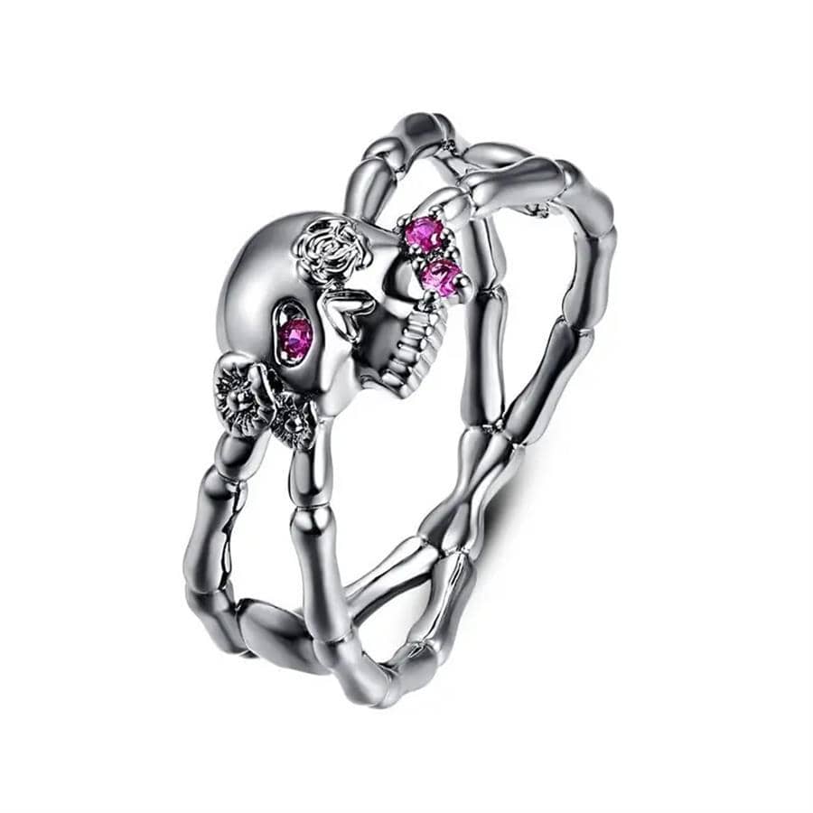 Skull Decor Ring - Red - View 1