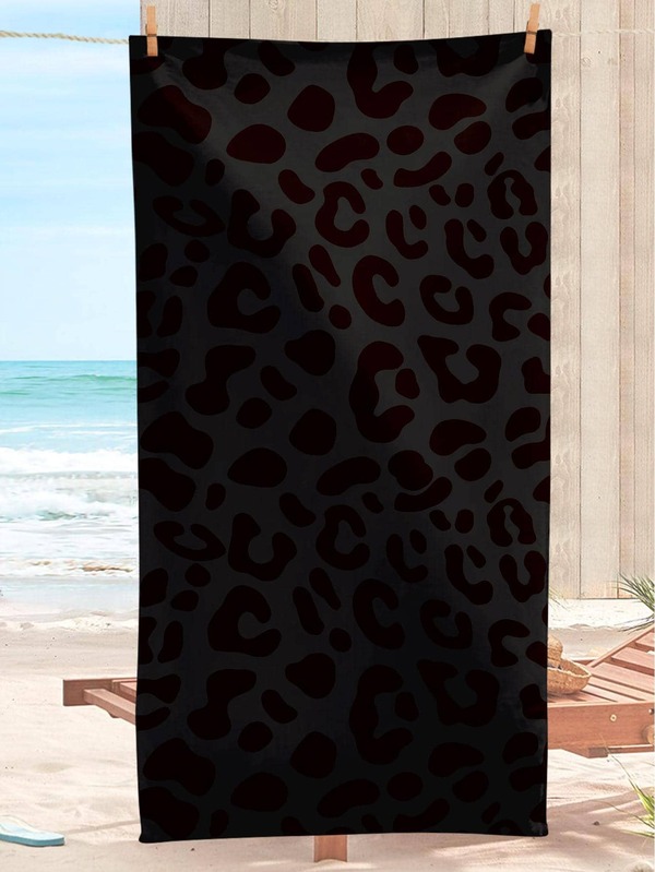 1pc Leopard Print Beach Towel, Modern Microfiber Travel Beach Towel For