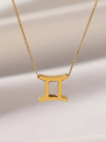 1入組時尚不銹鋼12星座吊墜項鏈適合女士適用於禮品