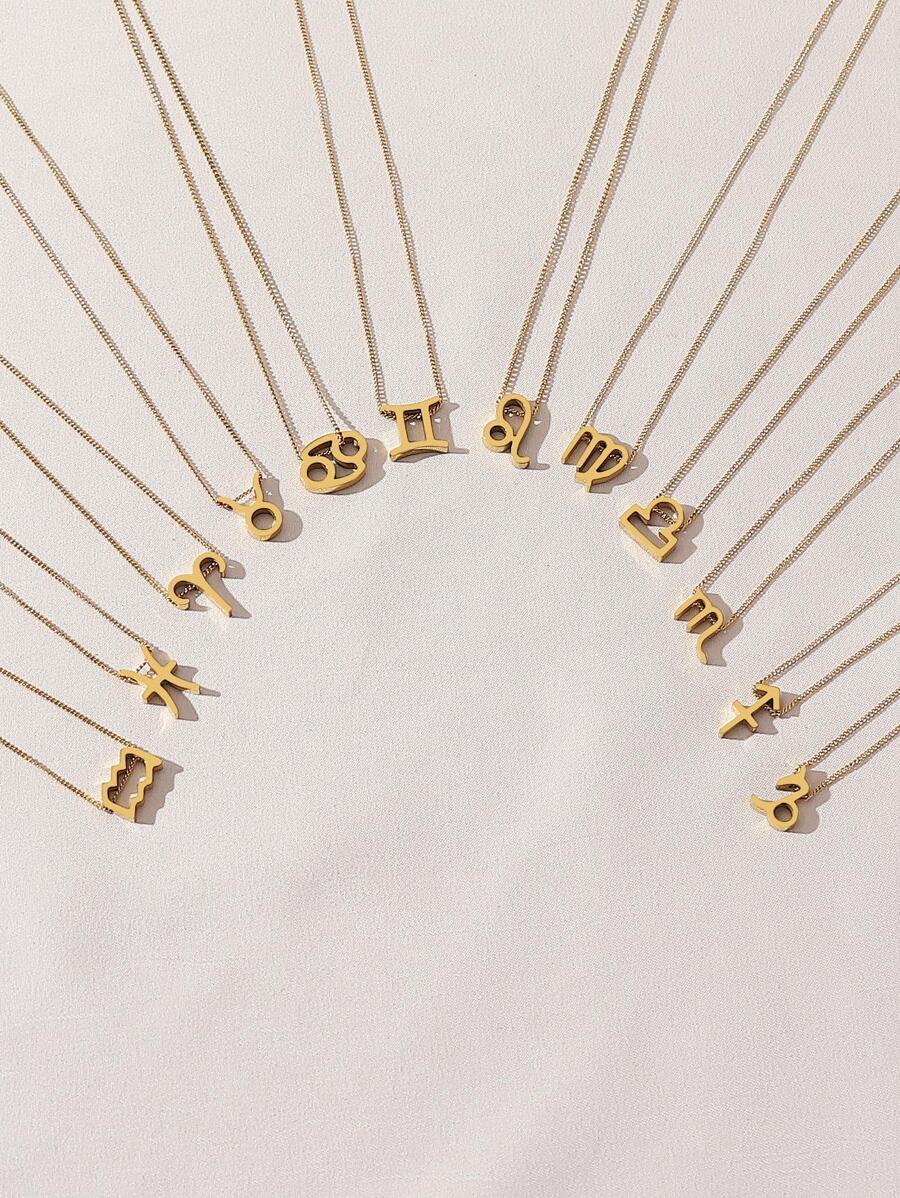 1入組時尚不銹鋼12星座吊墜項鏈適合女士適用於禮品