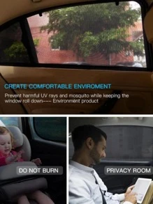 2PCs Car Window Sunshade Mesh Car Styling Breathable Sun Shade Curtain Auto Rear Side Window Sun Visor Cover Kids UV Protective - Black - View 4