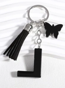 Boho Butterfly & Tassel Charm Keychain - Multicolor - View 2