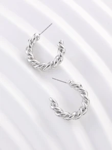 Twist Design Cuff Hoop Bông tai - Bạc - Xem 3
