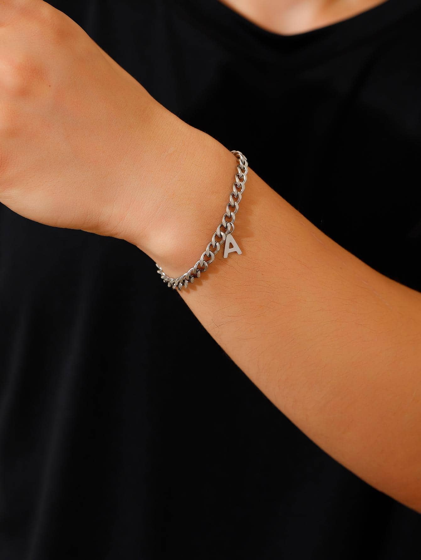 1 Miếng Đơn giản Nam Kỳ nghỉ Tiếng Anh Lá thư Vòng tay , Đối với Đồ trang sức Qủa tặng Và Buổi tiệc - Bạc - Xem 1