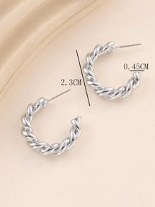 Twist Design Cuff Hoop Bông tai - Bạc - Xem 5