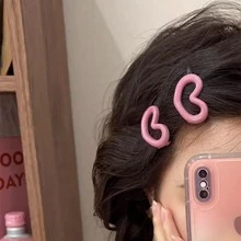 2入組心形髮夾 - 粉色 - 查看 1