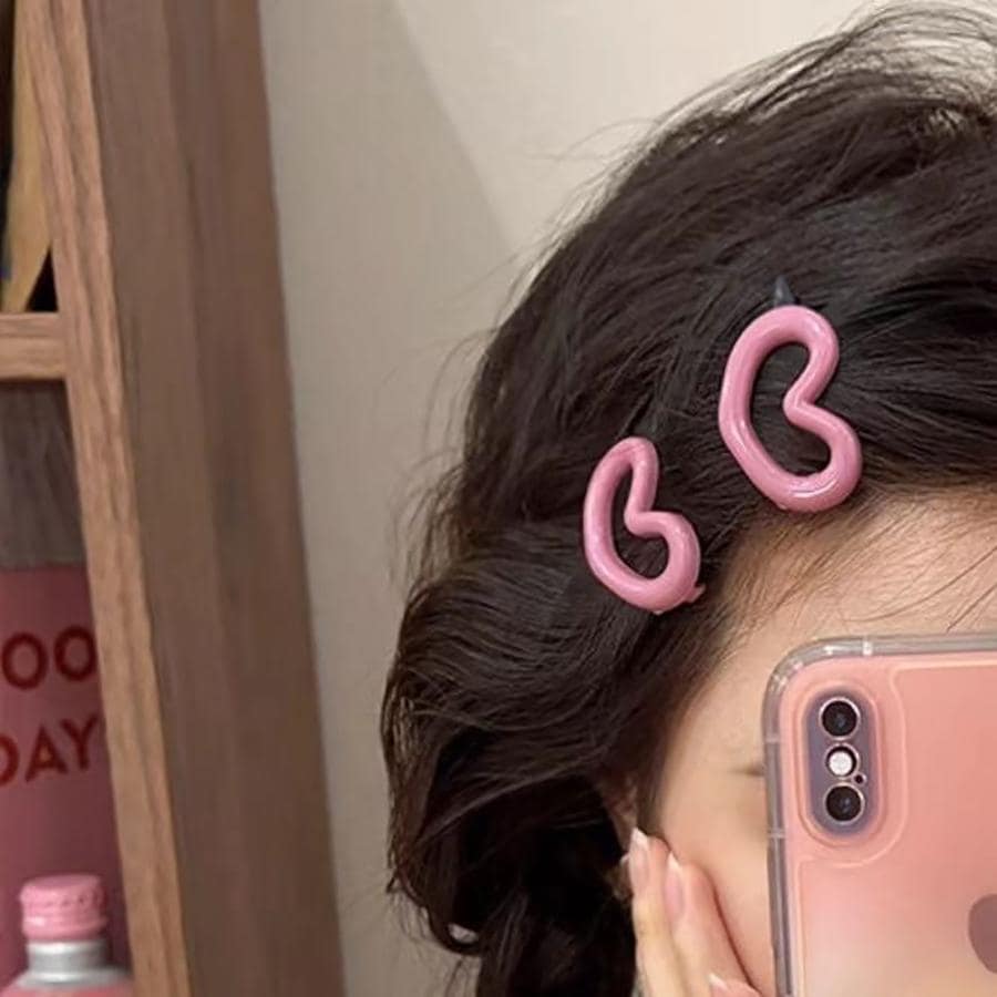 2入組心形髮夾 - 粉色 - 查看 1