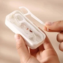 1Pc Plastic Floss Storage Case,Teeth Cleaning Care Dental Floss Dental Tape Floss Picks Floss Threader Gum Floss Interdental Floss Modern White Portable Dental Floss Storage Box For Home - White - View 1