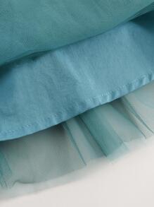 MARC&JANIE Young Girl French Countryside Style Floral Mesh Splice Sleeveless Dress, Summer