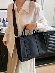 Fashionable Shoulder Tote Bag, Lightweight Canvas Handbag With Adjustable Strap, Simple Satchel Bag, Tote Bags For Students, Multiple Compartments, Perfect For Beach, School, Work & Daily Use