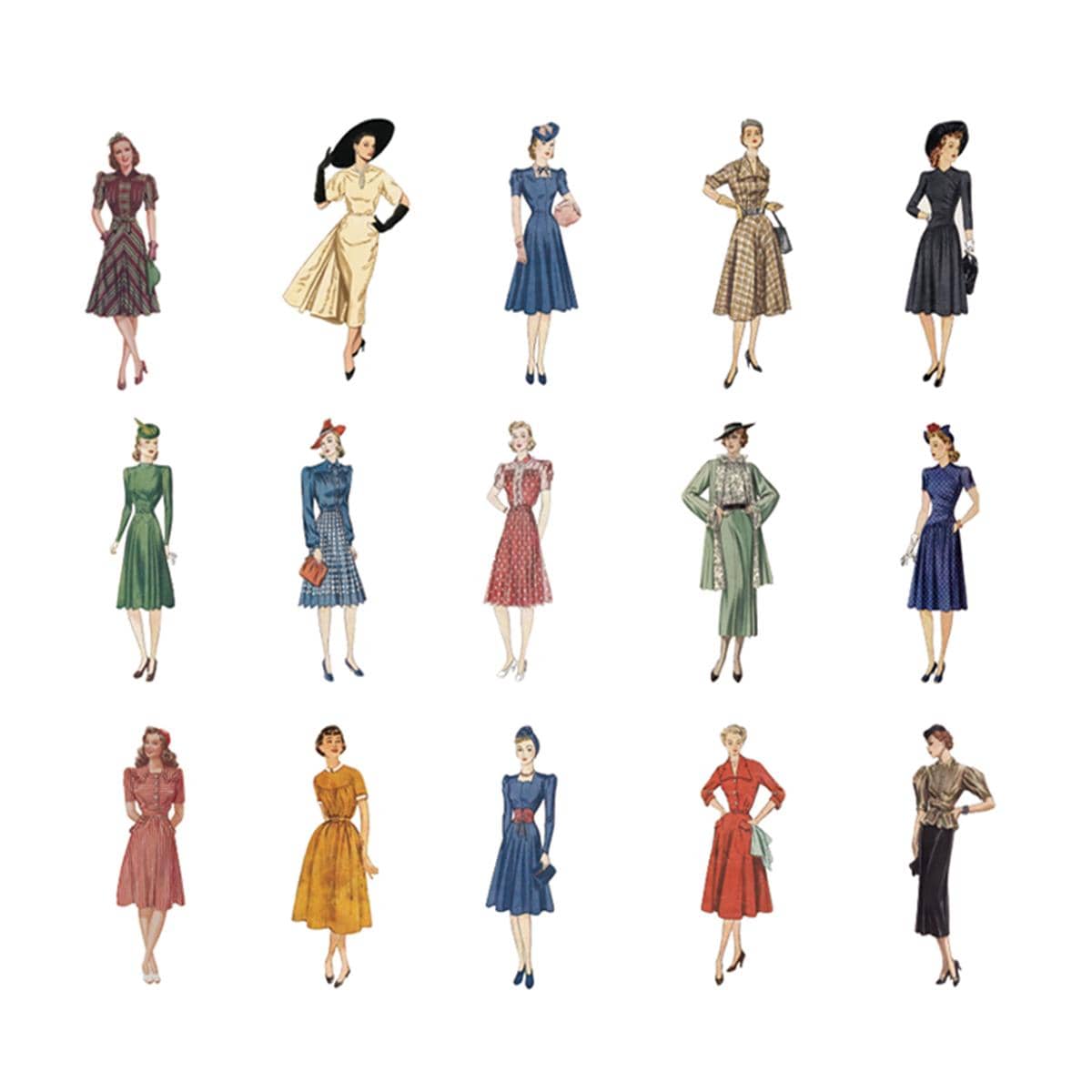 30pcs Vintage Scrapbooking Journalism Stickers Decorative Retro Character Collection Sticker - Red - View 1