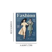 30pcs Vintage Scrapbooking Journalism Stickers Decorative Retro Character Collection Sticker - Red - View 8