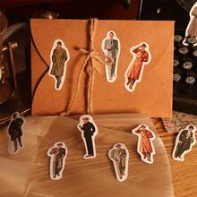 30pcs Vintage Scrapbooking Journalism Stickers Decorative Retro Character Collection Sticker - Red - View 3