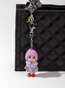 蓝色格子裙女孩造型钥匙扣汽车配饰女士钥匙扣饰品