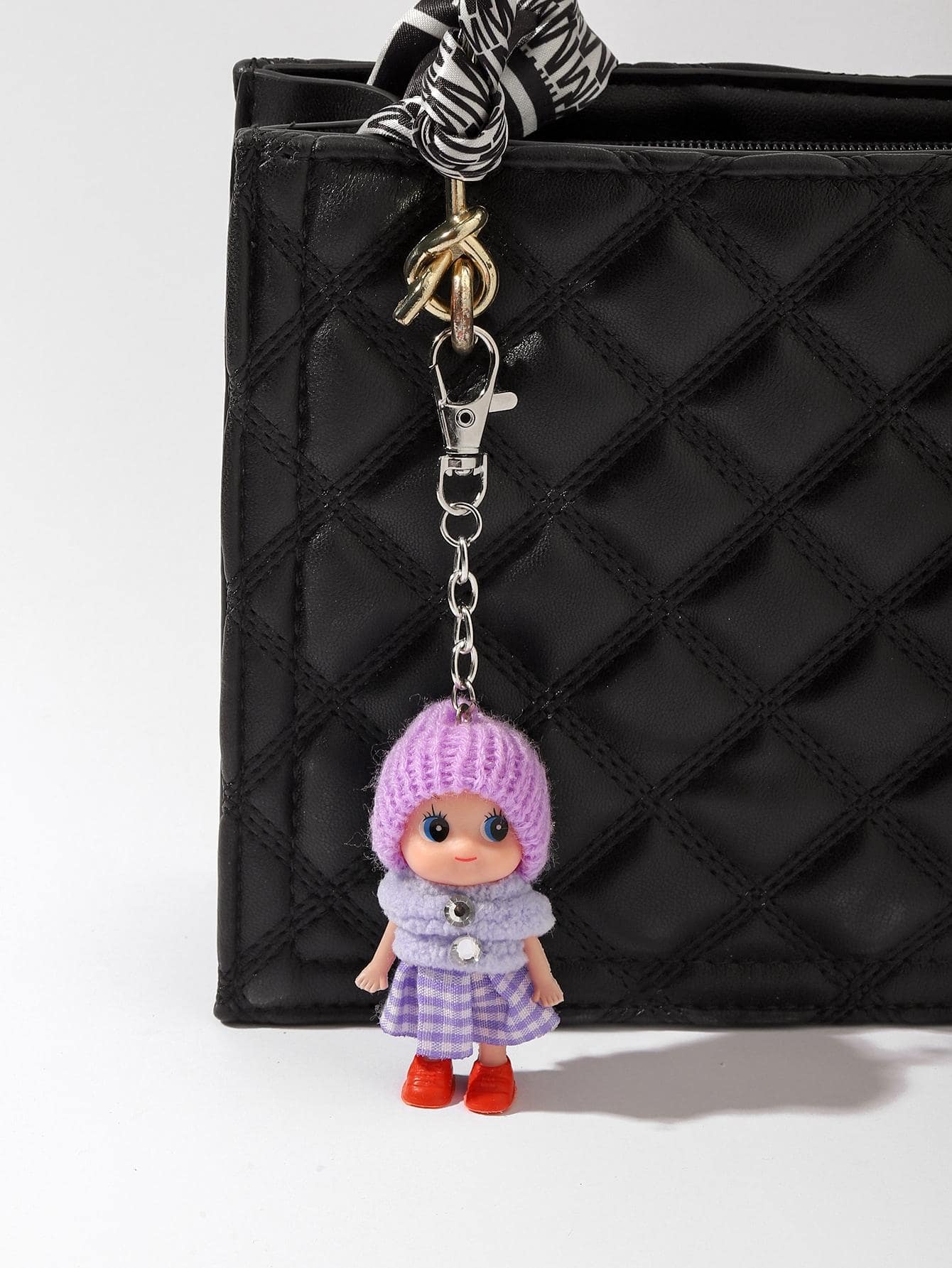 蓝色格子裙女孩造型钥匙扣汽车配饰女士钥匙扣饰品