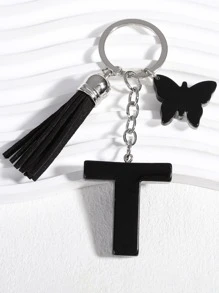 Letter & Tassel Charm Keychain - Multicolor - View 2