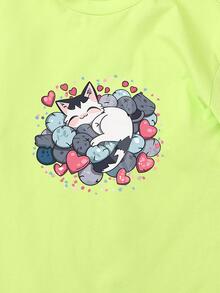 Toddler Girls Cartoon Graphic Tee - Lime Green - View 4