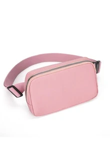 Gói Fanny nhỏ với thiết kế khóa phát hành tối giản có dây kéo - Hồng - Xem 6