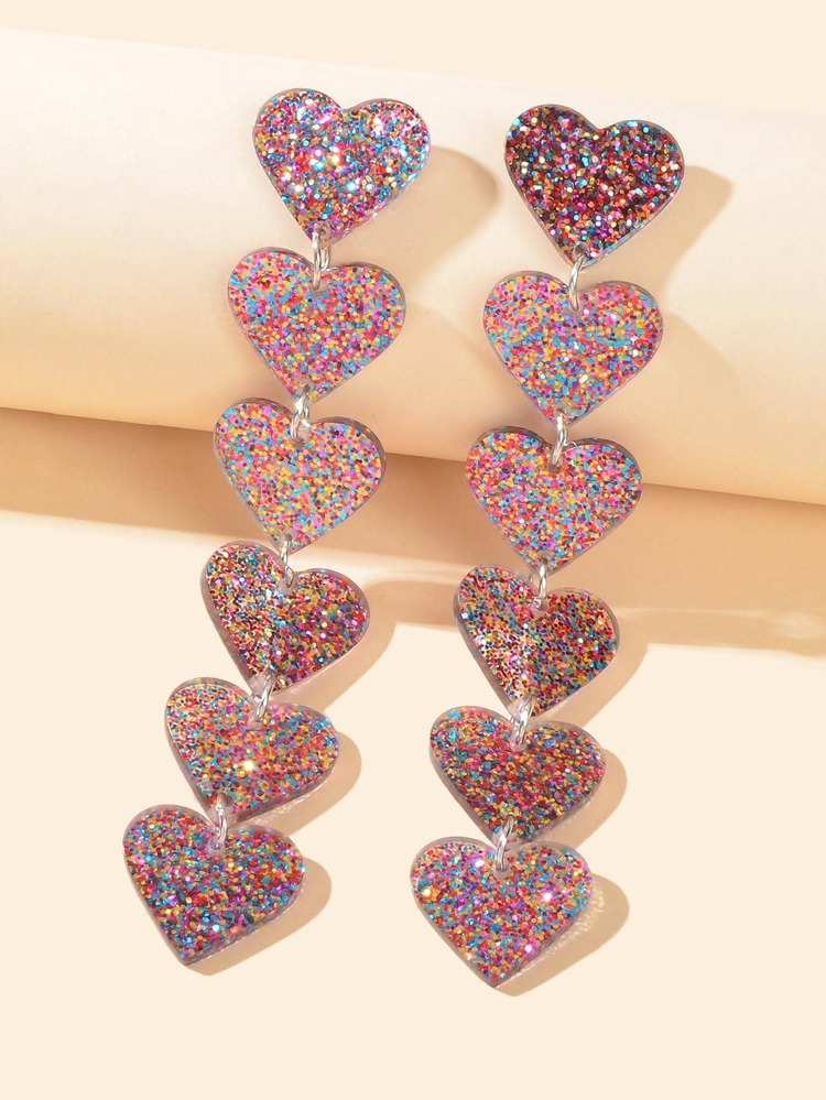 Hoa tai hình trái tim long lanh - Nhiều màu - Xem 4