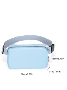 小腰包帶拉鍊極簡插扣設計 - 藍色 - 查看 3