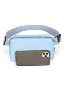 小腰包帶拉鍊極簡插扣設計 - 藍色 - 查看 4