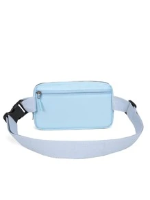 小腰包帶拉鍊極簡插扣設計 - 藍色 - 查看 6