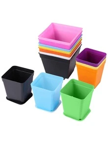 20pcs/set Plastic Plant Container, Daily Yellow Flower Pot For Garden - Yellow - View 3