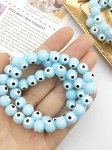 45顆/串8mm眼睛彩色金屬亮絲珠寶製作釘珠玻璃創意釘珠適用於手鍊項鍊手工配件珠子 - 淺藍色 - 查看 3