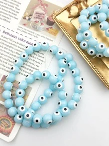 45顆/串8mm眼睛彩色金屬亮絲珠寶製作釘珠玻璃創意釘珠適用於手鍊項鍊手工配件珠子 - 淺藍色 - 查看 2