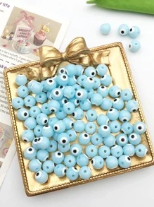 45顆/串8mm眼睛彩色金屬亮絲珠寶製作釘珠玻璃創意釘珠適用於手鍊項鍊手工配件珠子 - 淺藍色 - 查看 4