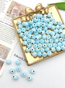 45顆/串8mm眼睛彩色金屬亮絲珠寶製作釘珠玻璃創意釘珠適用於手鍊項鍊手工配件珠子 - 淺藍色 - 查看 5
