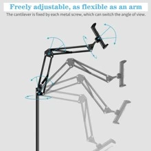 Soporte de piso para tablet, soporte de piso para iPad de 61 pulgadas y soporte de brazo para tablet para cama o computadora, soporte giratorio de 360° para iPad, iPhone, Sumsung Tab, Switch y otros teléfonos y tabletas de 4.7 a 12.9 pulgadas - Negro - Ver 5